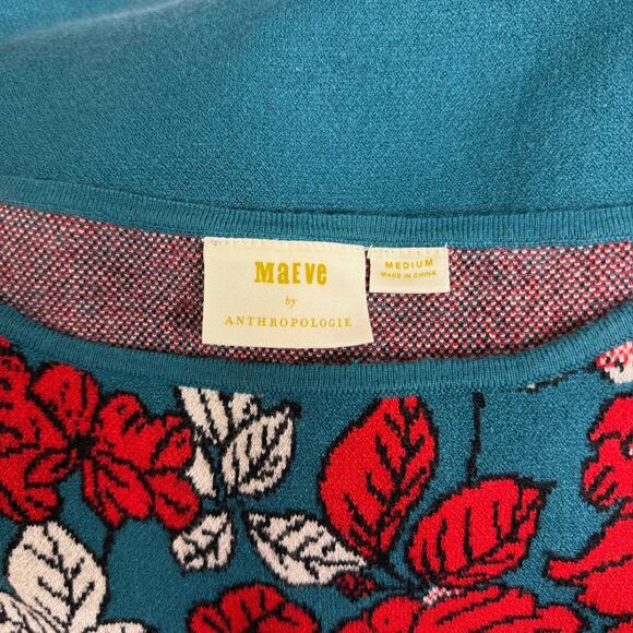 Maeve by Anthropologie The Allison Floral Mini A-Line Knit Sweater Dress Size M - Picture 9 of 11